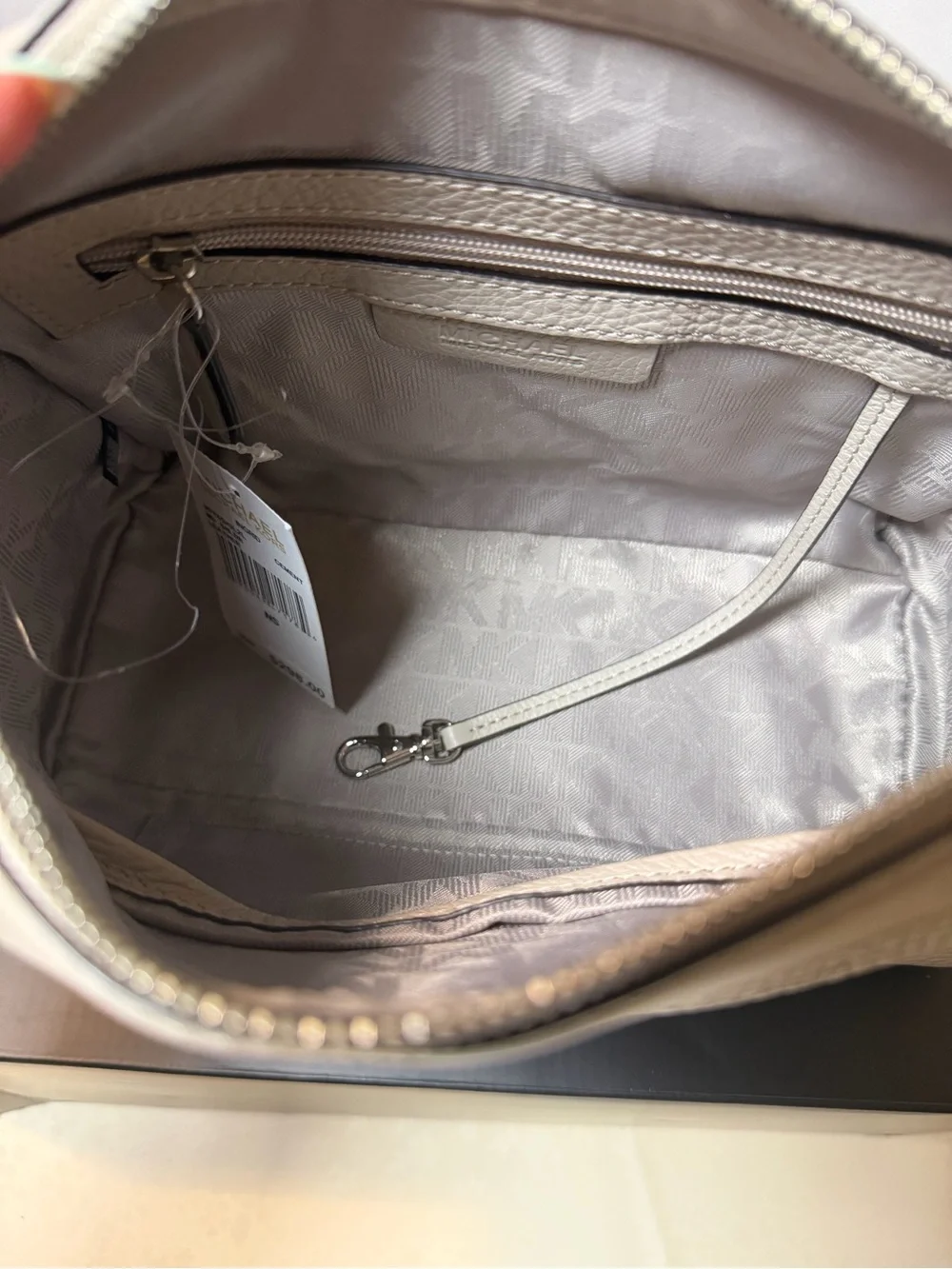 Michael Kors Cream Pebbled Leather Crossbody Bag with Silver Hardware